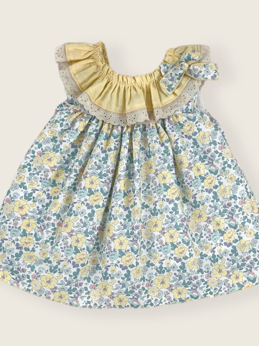 Yellow Liberty Floral Dress and Bloomer Set, sizes 6M to 6Y